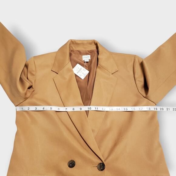 NWT J. Crew Factory Drapey Twill Double-Breasted Blazer Warm Brandy Sz 6 Preppy - Picture 11 of 16